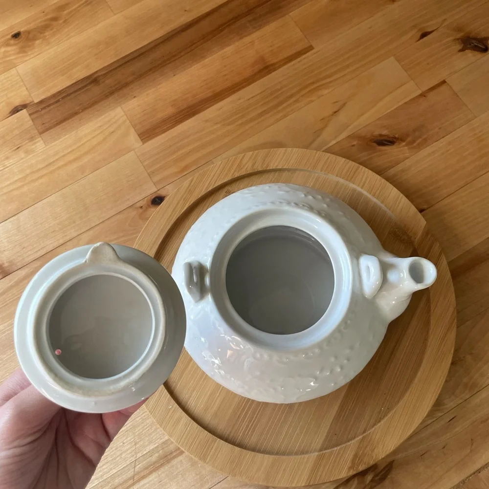 White Pier One Teapot